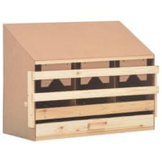 Vidaxl Gnijezdo za kokoši, 3 odjeljka, 72x33x54 cm, masivno borovo drvo