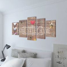 Vidaxl Zidne Slike na Platnu sa Printom Home Sweet Home 200 x 100 cm