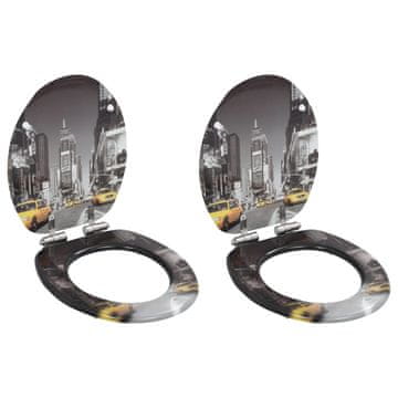 Vidaxl Toaletna daska s mekim zatvaranjem 2 kom MDF uzorak New Yorka