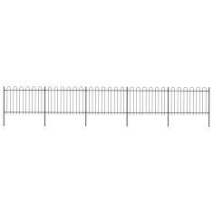 Vidaxl Vrtna ograda s ukrasnim lukovima čelična 8,5 x 1,2 m crna