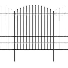Vidaxl Vrtna ograda s vrhom koplja Čelik 537x200 cm Crna