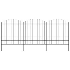 Vidaxl Vrtna ograda s vrhom koplja Čelik 537x200 cm Crna