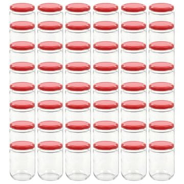 Vidaxl Staklenke za džem s crvenim poklopcima 48 kom 230 ml