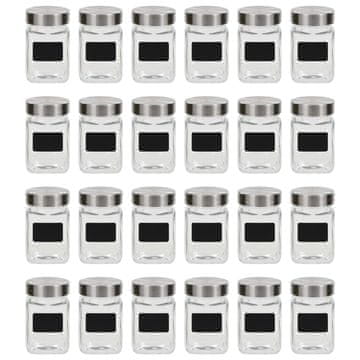Vidaxl Staklenke za pohranu s naljepnicom 24 kom 300 ml