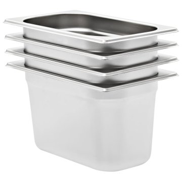 Vidaxl Gastronorm posude 4 kom GN 1/4, 150 mm, nehrđajući čelik