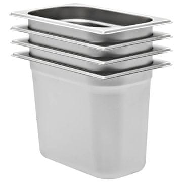 Vidaxl Gastronorm posude 4 kom GN 1/4, 200 mm, nehrđajući čelik