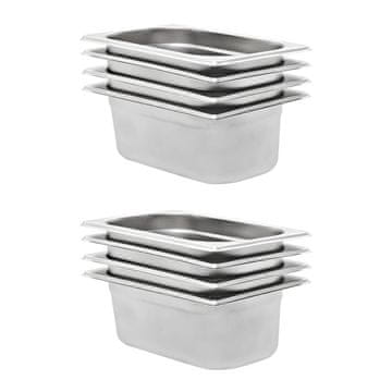 Vidaxl Gastronorm posude 8 kom. GN 1/4, 100 mm, nehrđajući čelik