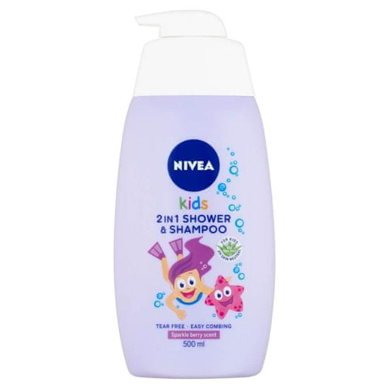 Nivea 2u1 Shower & Shampoo dječji gel za tuširanje i šampon, s mirisom šumskog voća, 500 ml