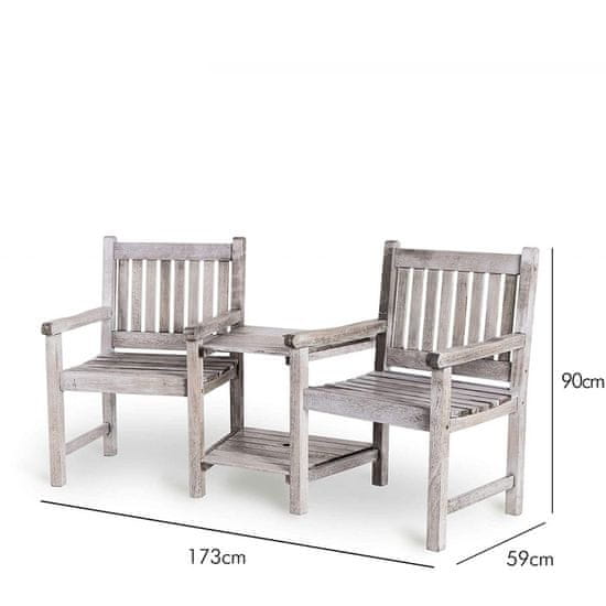 VonHaus Loveseat rustikalna vrtna garnitura za dvoje sa stoli em