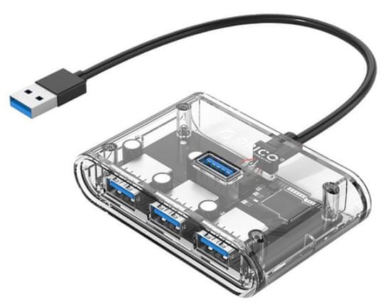 Orico LV1U3-4A USB 3.0 čvor (hub), 4 ulaza, proziran