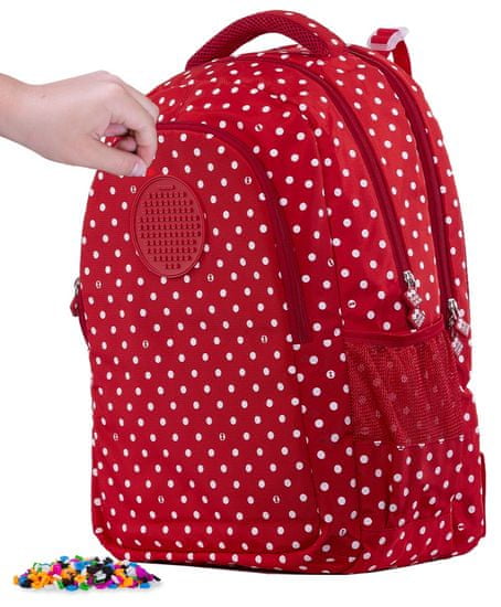 Pixie Crew školski ruksak crveni s bijelim točkicama