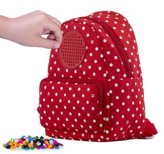Pixie Crew Teenage ruksak, crveni s bijelim točkama