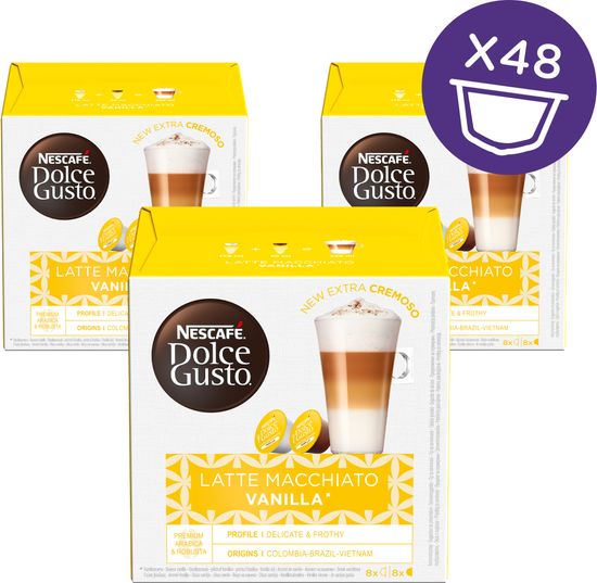 NESCAFÉ Dolce Gusto Latte Macchiato kava, aroma vanilije,153g (16 kapsula), trostruko pakiranje