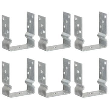 Vidaxl Sidra za ogradu 6 kom srebrna 12 x 6 x 15 cm pocinčani čelik