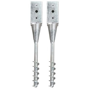 Vidaxl Šiljci za tlo 2 kom srebrni 10 x 10 x 57 cm pocinčani čelik