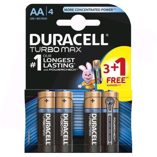 Duracell Turbo Max AA baterija, 3+1 komada