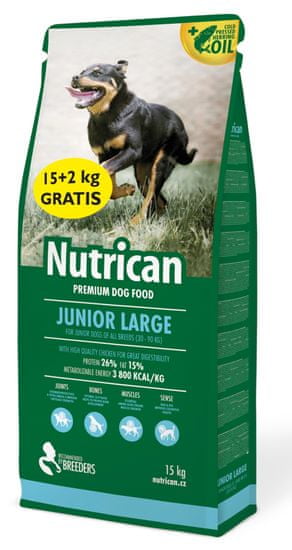 Nutrican Junior Large hrana za štence, za veće pasmine, 15 kg + 2 kg