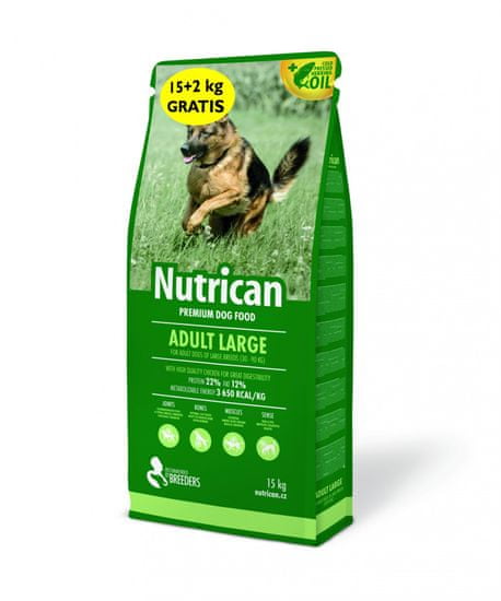 Nutrican Adult Large hrana za odrasle pse, za veće pasmine, 15 kg + 2 kg