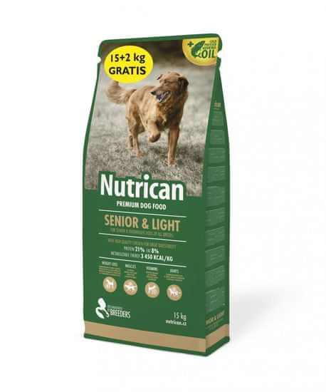 Nutrican Senior & Light hrana za starije i pse s prekomjernom težinom, 15 kg + 2 kg