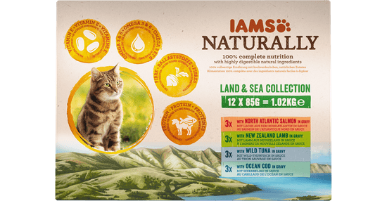 IAMS Naturally Kopno&More hrana za odrasle mačke, u umaku, 12 x 85 g
