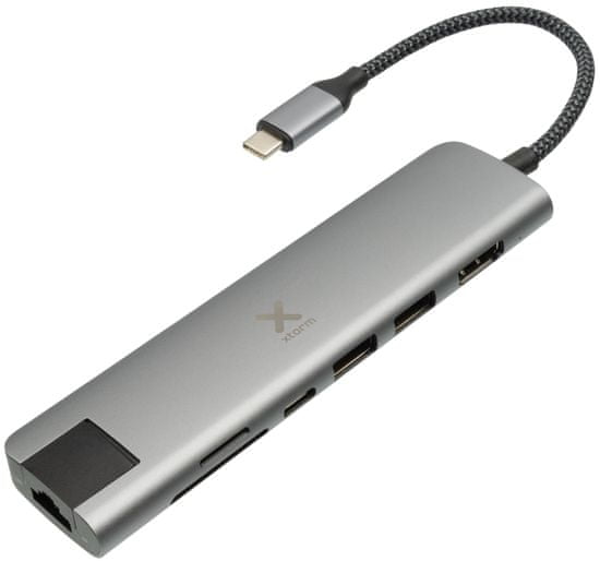 Xtorm USB-C čvor Hub 7-in-1 Braided Cable 60 Watt PD XC207