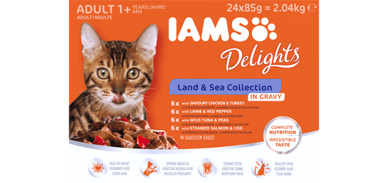 IAMS Delights Kopno & More hrana za odrasle mačke, u umaku, 24 x 85 g