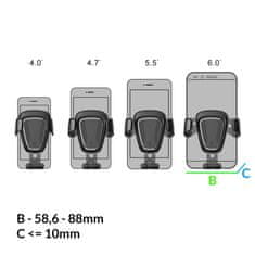 BASEUS Gravity Car Mount držač mobitela za auto 4-6", crno