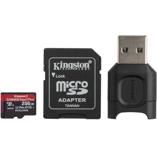 Kingston Canvas React Plus microSD 256 GB memorijska kartica + MobileLite Plus čitač + microSD adapter