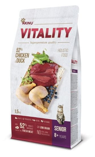 Akinu hrana za mačke VITALITY cat senior chicken & duck 1,5 kg