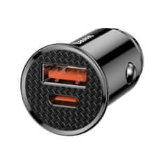 BASEUS Circular USB / USB-C 30W auto punjač, crno