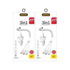 DUDAO R7 auto punjač 2x USB 2.4A + 3in1 Lightning / Type C / micro USB, bijela