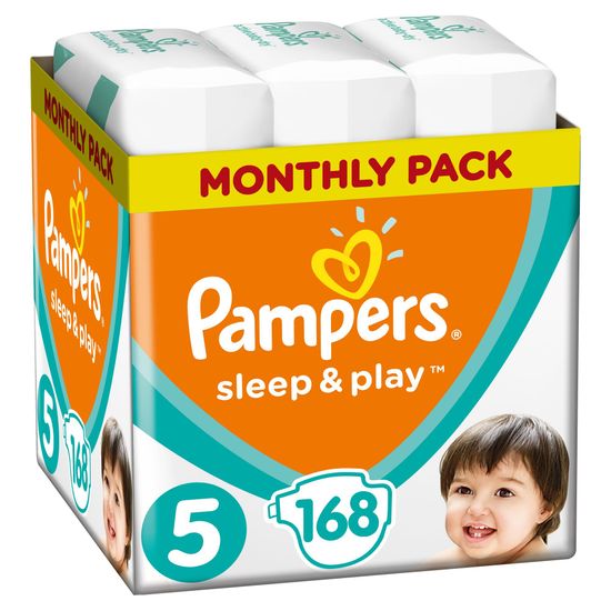 Pampers Sleep & Play Economy 5 Junior dječje pelene, 11-16 kg, 168 komada (4 x 42 komada)