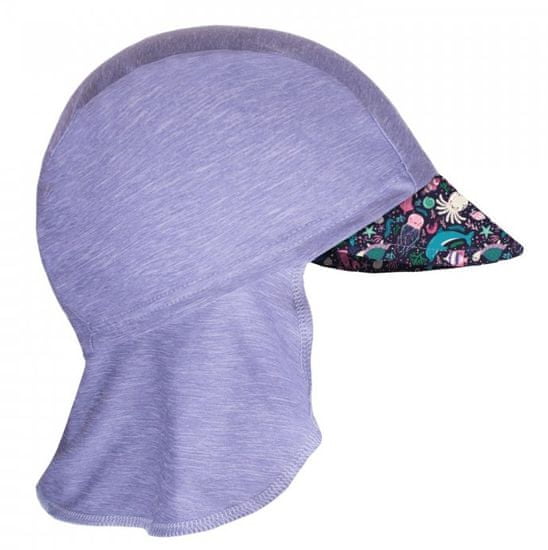 Unuo funkcionalna kapa sa šiltom za djevojčice UV 50+ Morski svijet, produljena