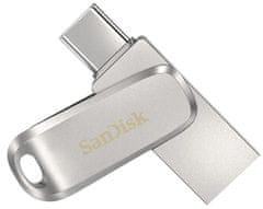 SanDisk Ultra Dual Drive Luxe USB stick, 64 GB, srebrni