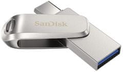 SanDisk Ultra Dual Drive Luxe USB stick, 256 GB, srebrni