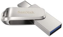 SanDisk Ultra Dual Drive Luxe USB stick, 64 GB, srebrni