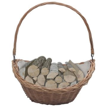 Vidaxl Košara za drva za ogrjev s ručkom 57x46,5x52 cm, smeđa, od pruća