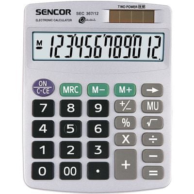 Džepni kalkulator Sencor SEC 367/12, sunčan, mali, lagan, osnovni