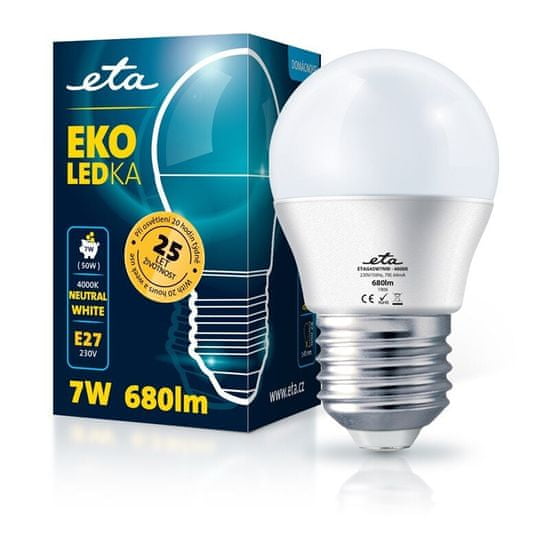 ETA LED žarulja, G45, E27, 7 W, neutralno bijela