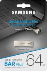 Samsung Bar Plus USB stick, 64GB, srebrna