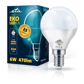  ETA LED žarulja, P45, E14, 6 W, toplo bijela 