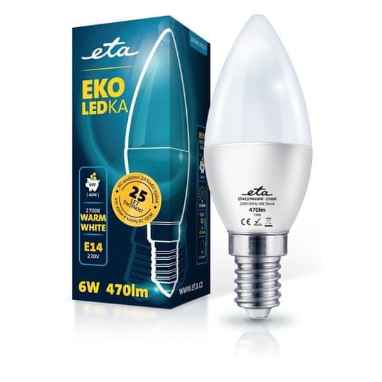 ETA LED žarulja, E14, 6 W, toplo bijela