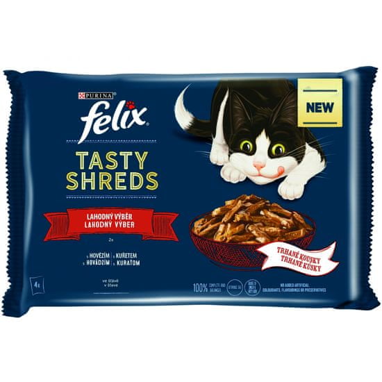 Felix Shreds mačja hrana u soku, govedina, piščanec, 12 x (4 x 80 g)