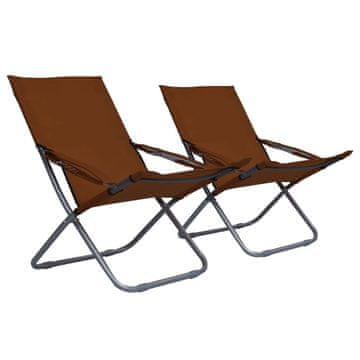 Vidaxl Sklopive stolice za plažu, set od 2, tkanina, smeđa