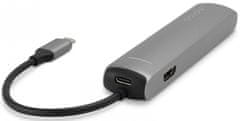 EPICO USB Type-C hub slim (4K HDMI & Ethernet) 9915112100019, srebrni, crni kabel