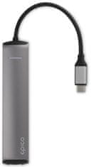 EPICO USB Type-C hub slim (4K HDMI & Ethernet) 9915112100017, sivi, crni kabel