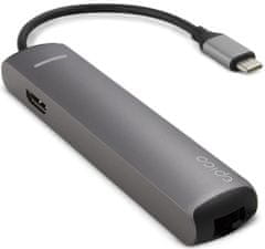 EPICO USB Type-C hub slim (4K HDMI & Ethernet) 9915112100017, sivi, crni kabel