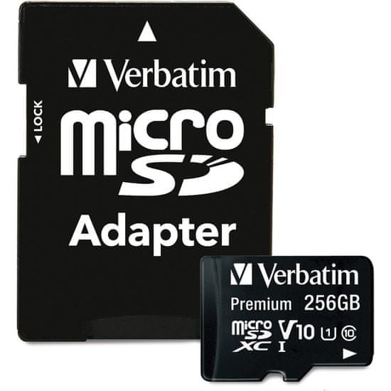 Verbatim Premium U1 microSDXC kartica, 256 GB, UHS-I, V10 U1 + adapter