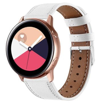 BStrap Leather Italy remen za Samsung Galaxy Watch Active 2 40/44mm, white
