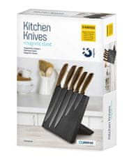 Platinet PBKSBB5W set kuhinjskih noževa, 5 komada, magnetsko postolje, crno-smeđe boje